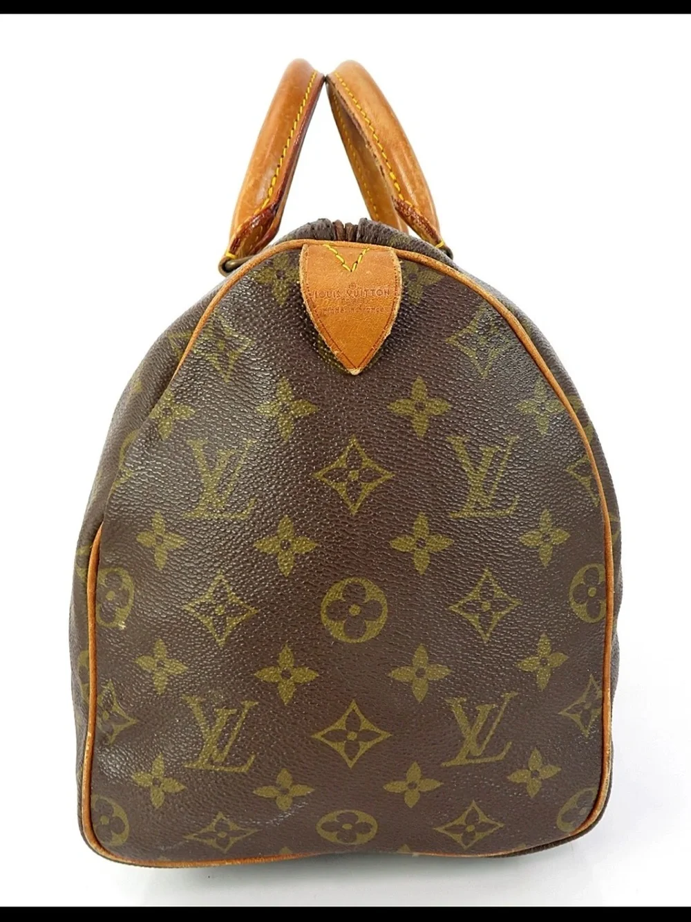 Louis Vuitton Brown Monogram Canvas Satchel with Tan Leather Trim